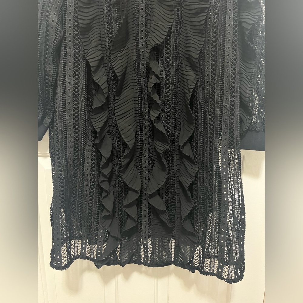 Daniel Rainn Dress Women 1X Black‎ Striped Shift Short Lined Long Sleeve (0441) - Picture 5 of 16